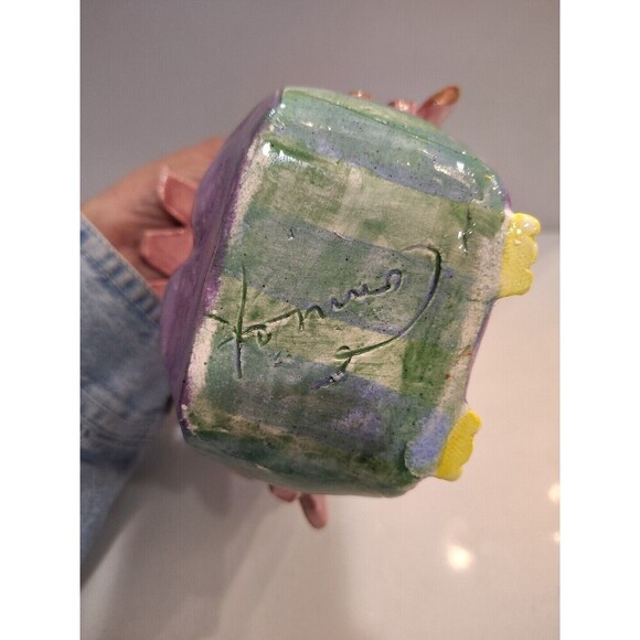 Studio Art Pottery Clay Hoot Owl Signed Figurine Handmade W/ Flippy Tail  Unique - Picture 11 of 11